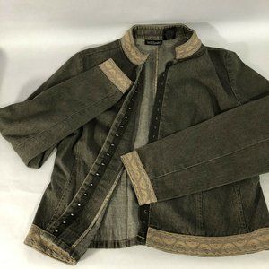 Willi Smith Denim Jacket Embroidered Ribbon Trim